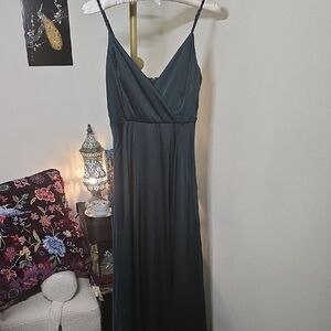 Lulu's Blue-Green Maxi Spaghetti Strap Dress